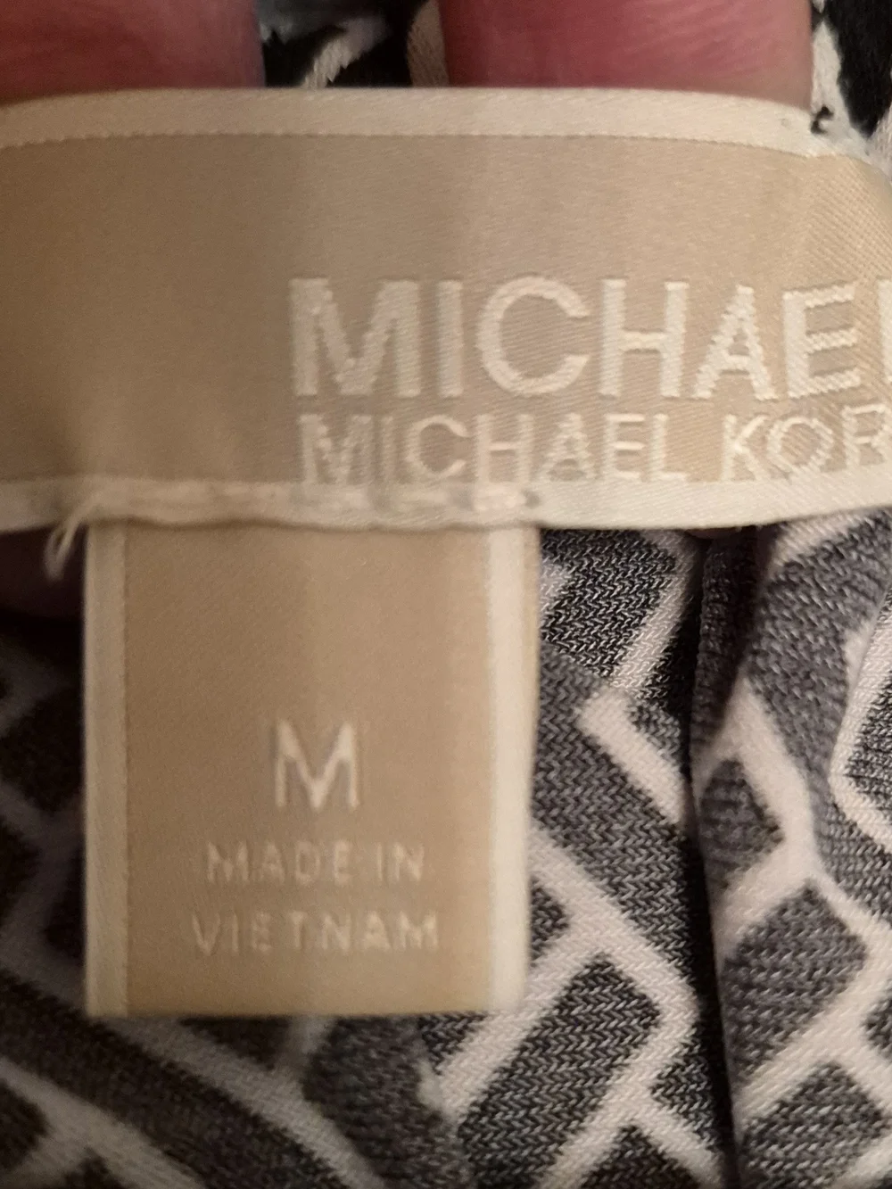 Michael Kors Black and White Print Open-Shoukder long sleeve